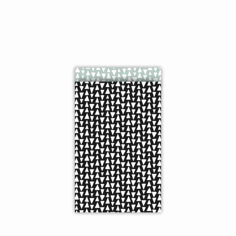 CollectivWarehouse Ethnic Triangles – cadeauzakjes 12 x 19 cm zwart/salie