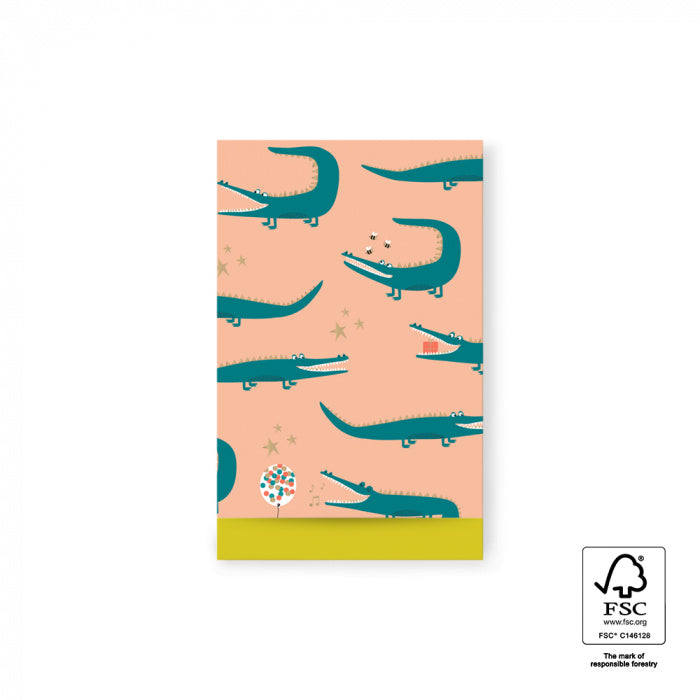 HOP Cadeauzakjes Crocodile Peach - Yellow - 12 x 19 cm