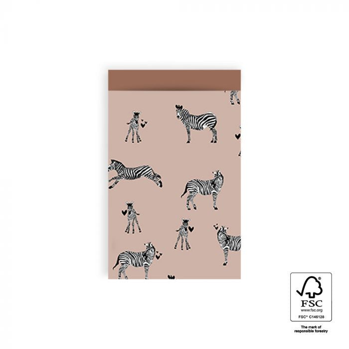 HOP Cadeauzakjes Zebra - Pink - 12 x 19 cm