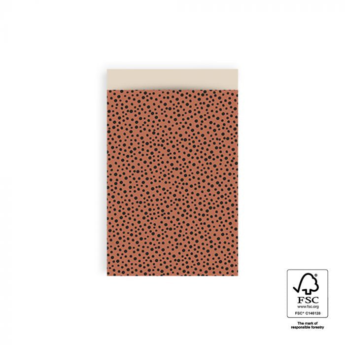 HOP Cadeauzakjes Black Dots - Terra - 12 x 19 cm
