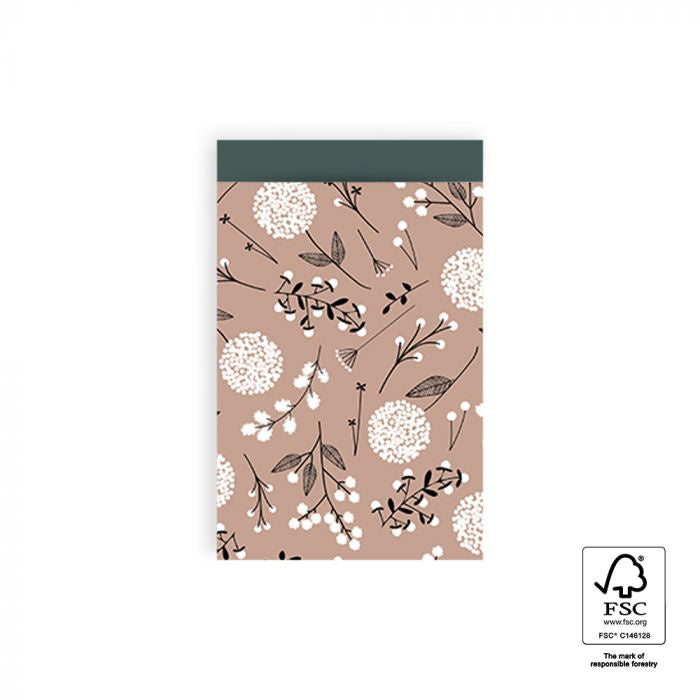 HOP Cadeauzakjes Flowers Big - Pink / Petrol - 12 x 19 cm