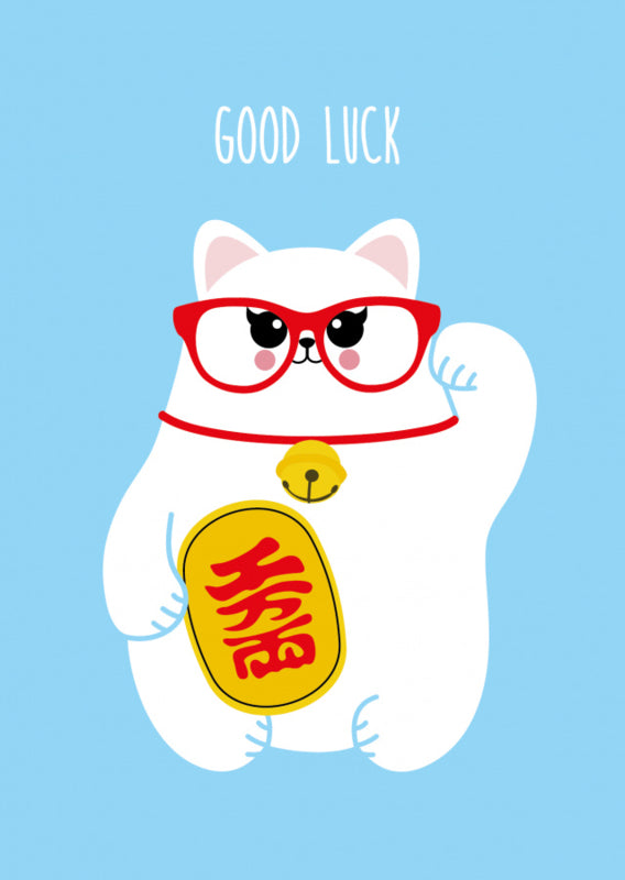 POSTKAART GOOD LUCK MET MANEKI NEKO