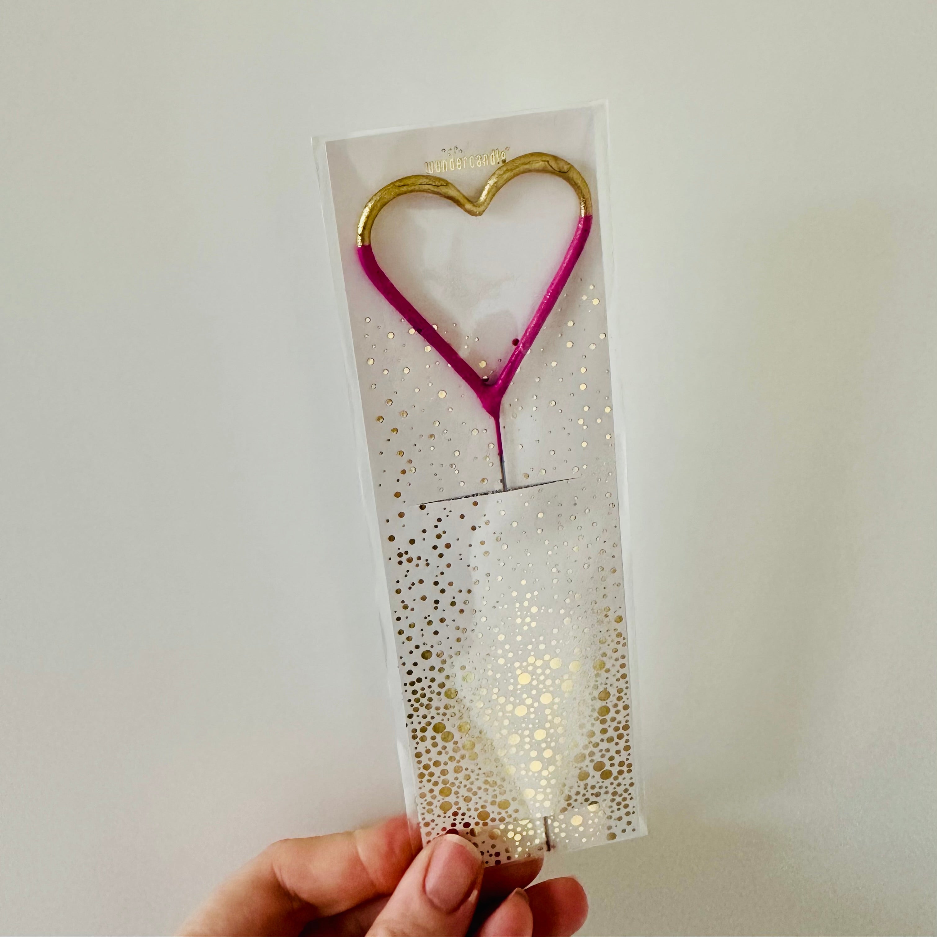 Wondercandle - hart goud en roze