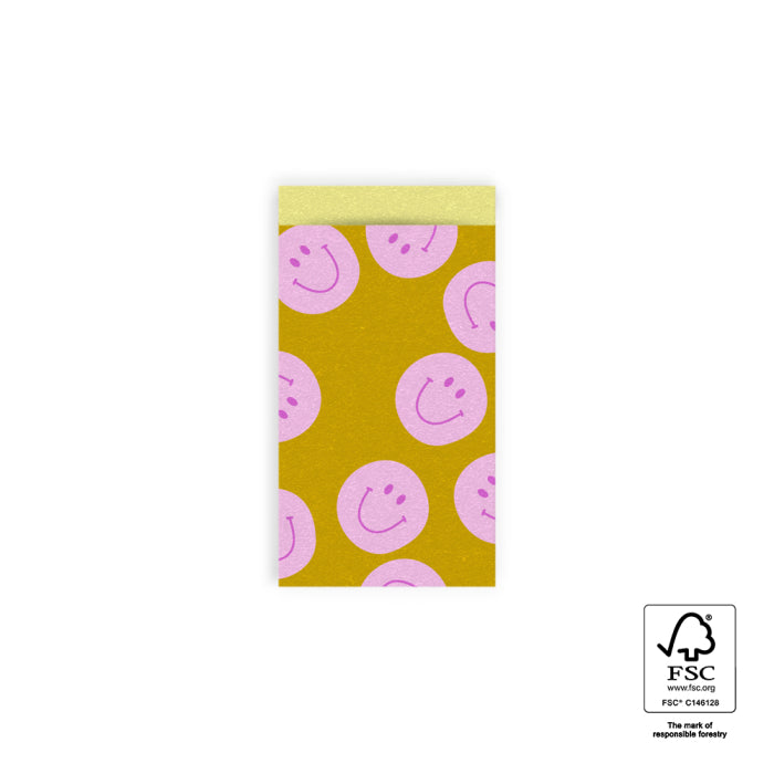 Collectiv Warehouse - Cadeauzakjes - Smile Pink - Yellow - 7 x 13 cm