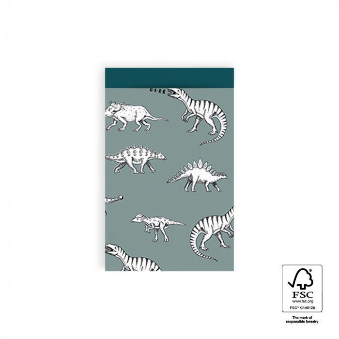 HOP Cadeauzakjes Dino - Blue - 12 x 19 cm