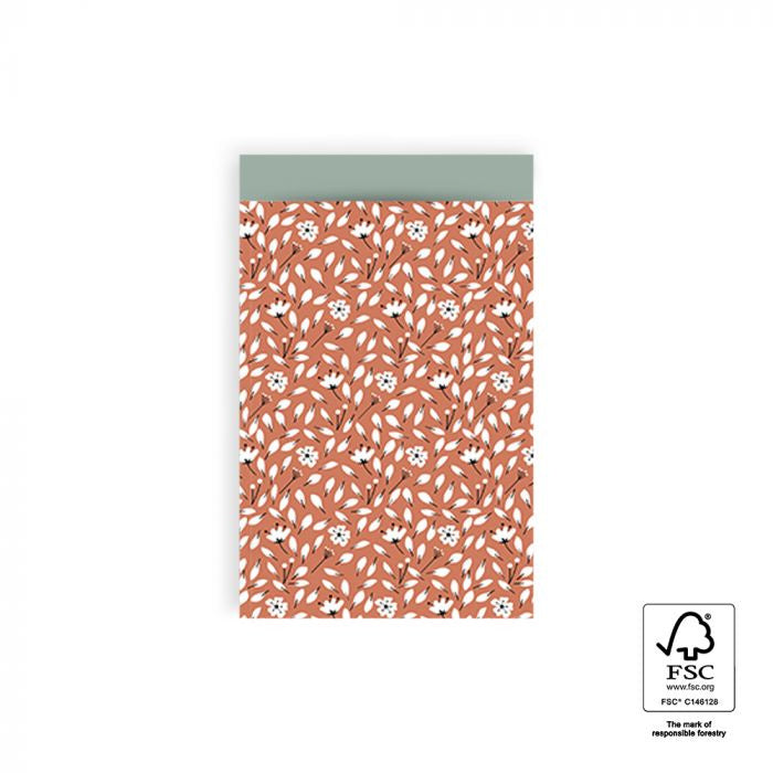 HOP Cadeauzakjes Flowers Liberty - Warm Red / Blue - 12 x 19 cm