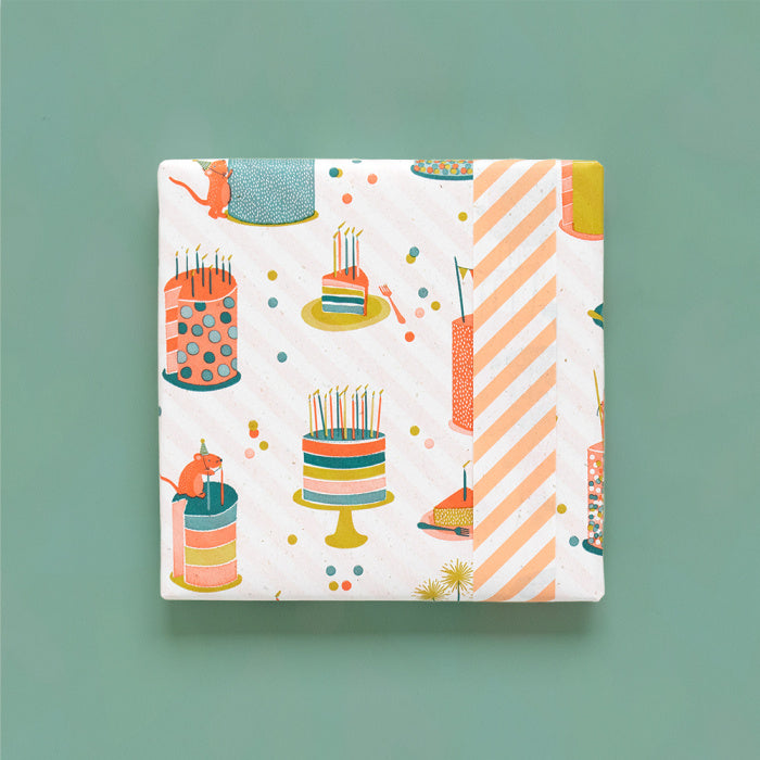 HOP Inpakpapier - Birthday Cake - Stripes Peach