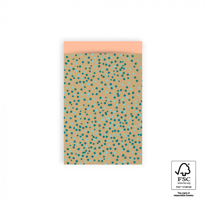 HOP Cadeauzakjes Dots Gold Jade Blue - Peach - 12 x 19 cm