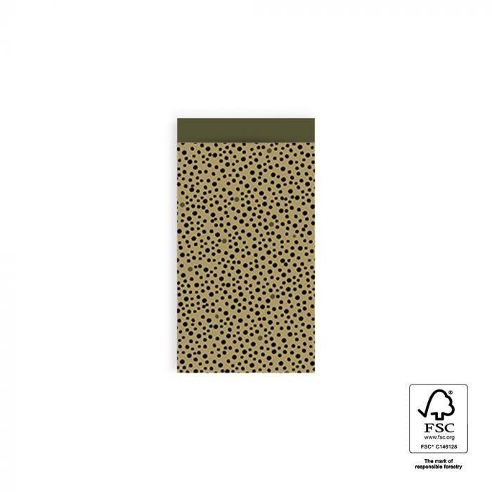 HOP Cadeauzakjes Black Dots - Olive Green - 7 x 13 cm