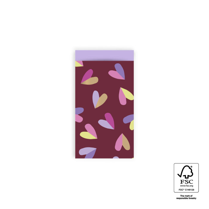 HOP - Cadeauzakjes - Hearts Duo Beet Red - Lilac - 7 x 13 cm