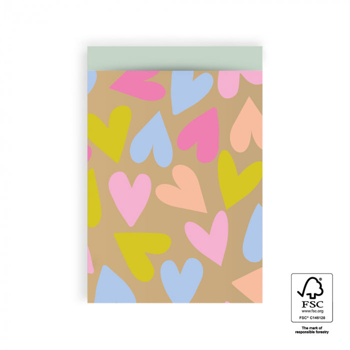 HOP - Cadeauzakjes - Big Hearts Gold Happy - Pistache - 17 x 25 cm