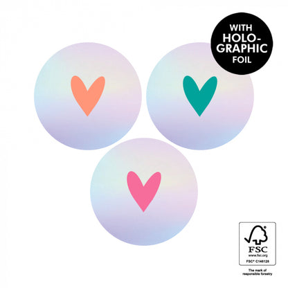 HOP Stickers - Multi - Heart Holographic