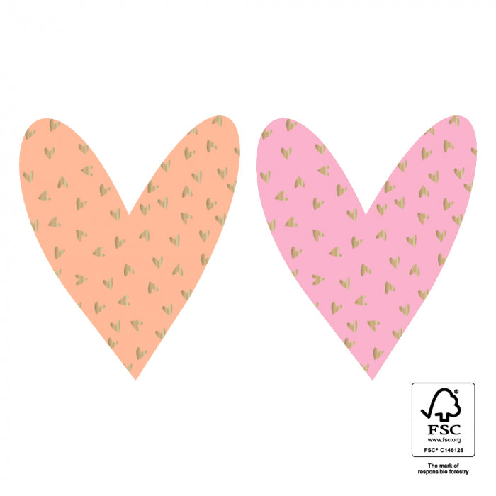 HOP Stickers Duo - Small Hearts Gold - Pink